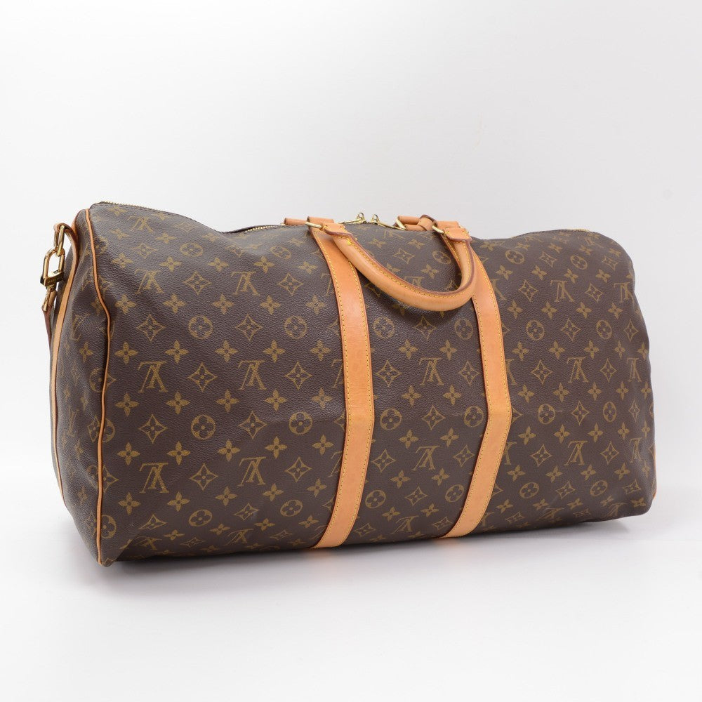 Louis Vuitto Monogram Canvas Keepall 55 Bandouliere Duffel Bag with Strap