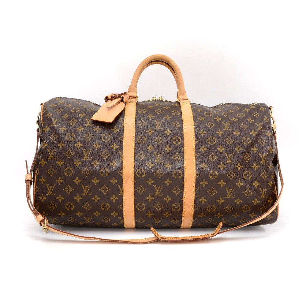 Louis Vuitto Monogram Canvas Keepall 55 Bandouliere Duffel Bag with Strap