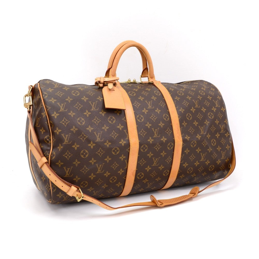 Louis Vuitto Monogram Canvas Keepall 55 Bandouliere Duffel Bag with Strap