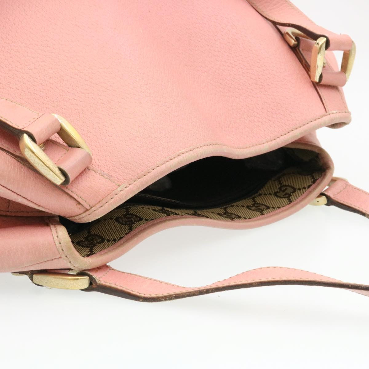 GUCCI Abbey GG Canvas Tote Bag Leather Pink 26647