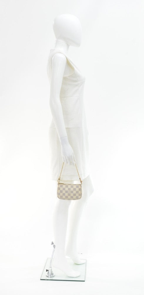 Louis Vuitto Mini Pochette Accessoires Damier Azur Canvas Evening Bag