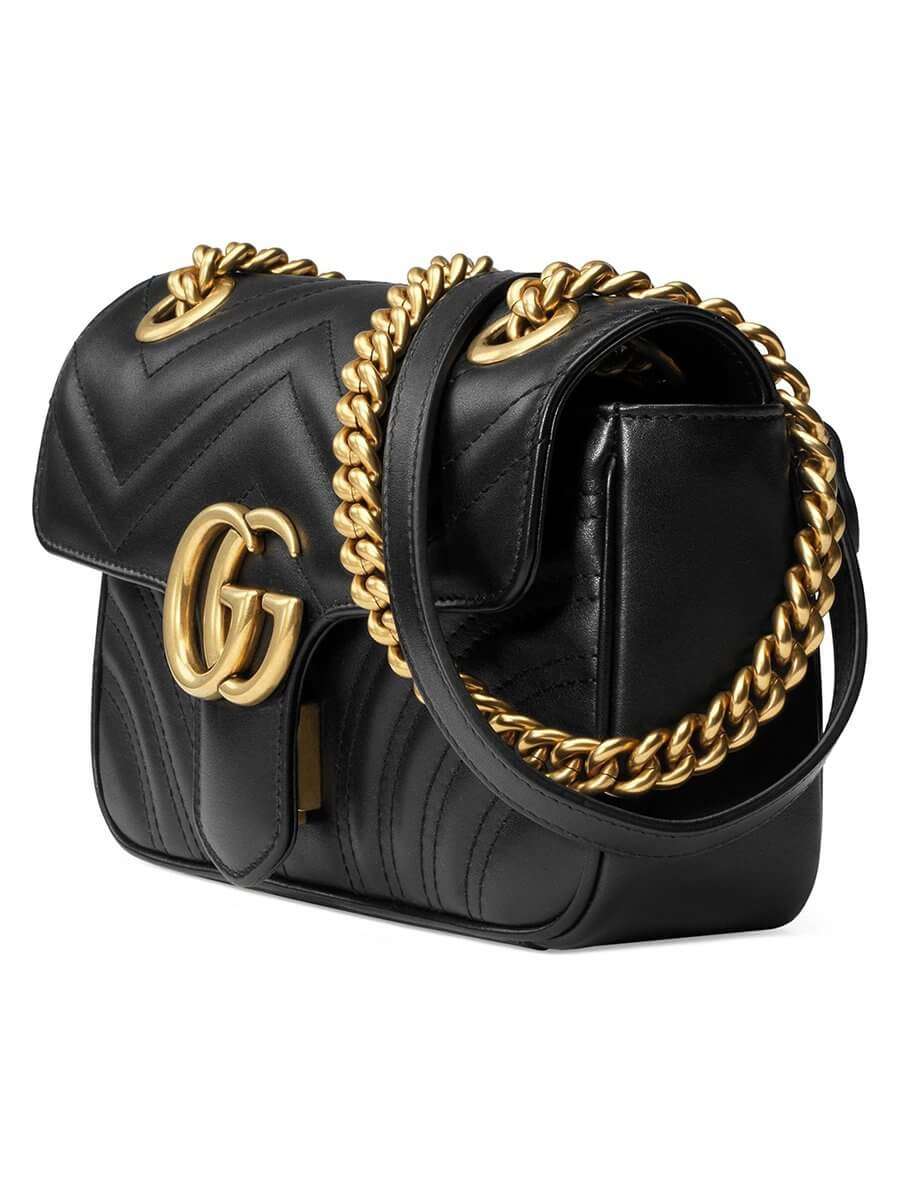 GG Marmont Mini MatelassÃƒÆ’Ã‚Â© Black Leather Shoulder Bag