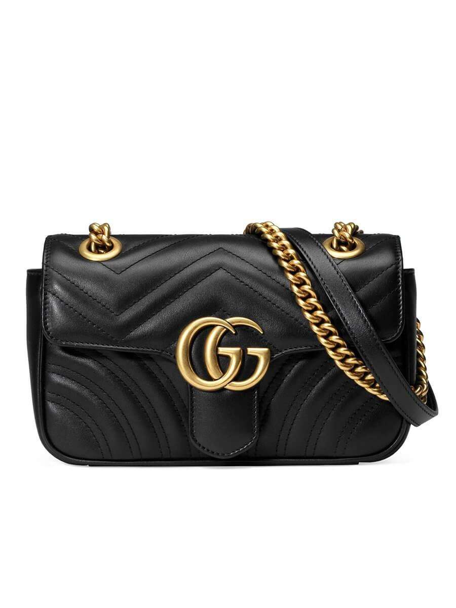 GG Marmont Mini MatelassÃƒÆ’Ã‚Â© Black Leather Shoulder Bag