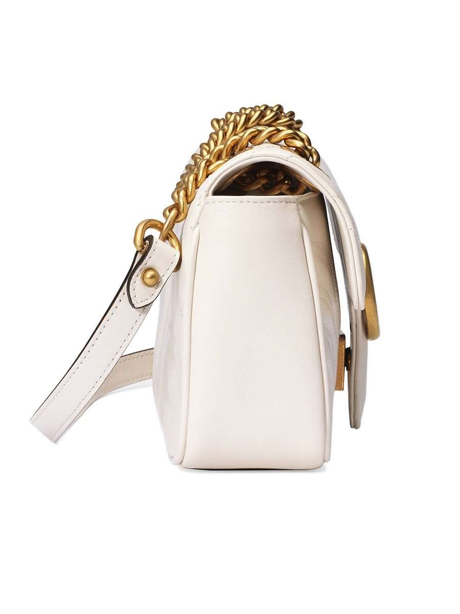 GG Marmont Mini MatelassÃƒÆ’Ã‚Â© White Leather Shoulder Bag
