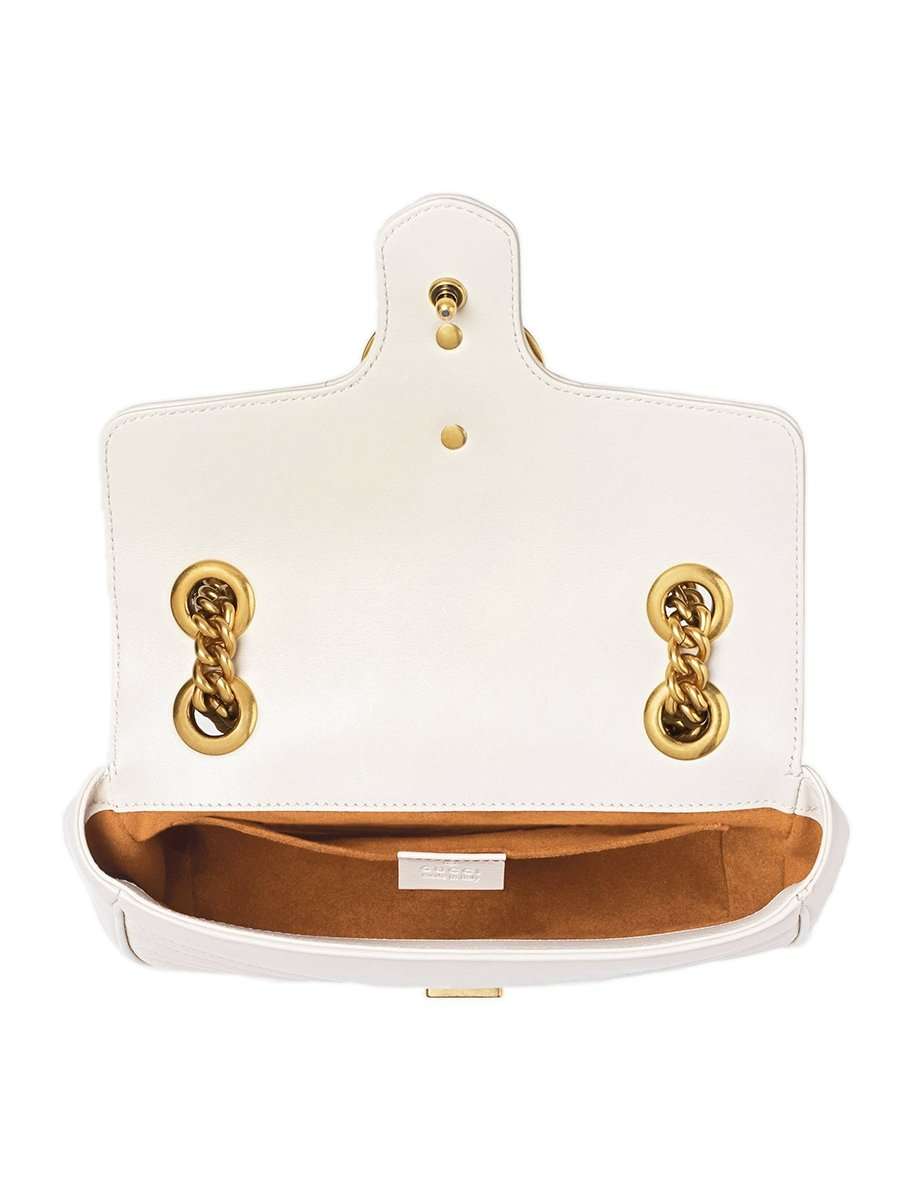 GG Marmont Mini MatelassÃƒÆ’Ã‚Â© White Leather Shoulder Bag