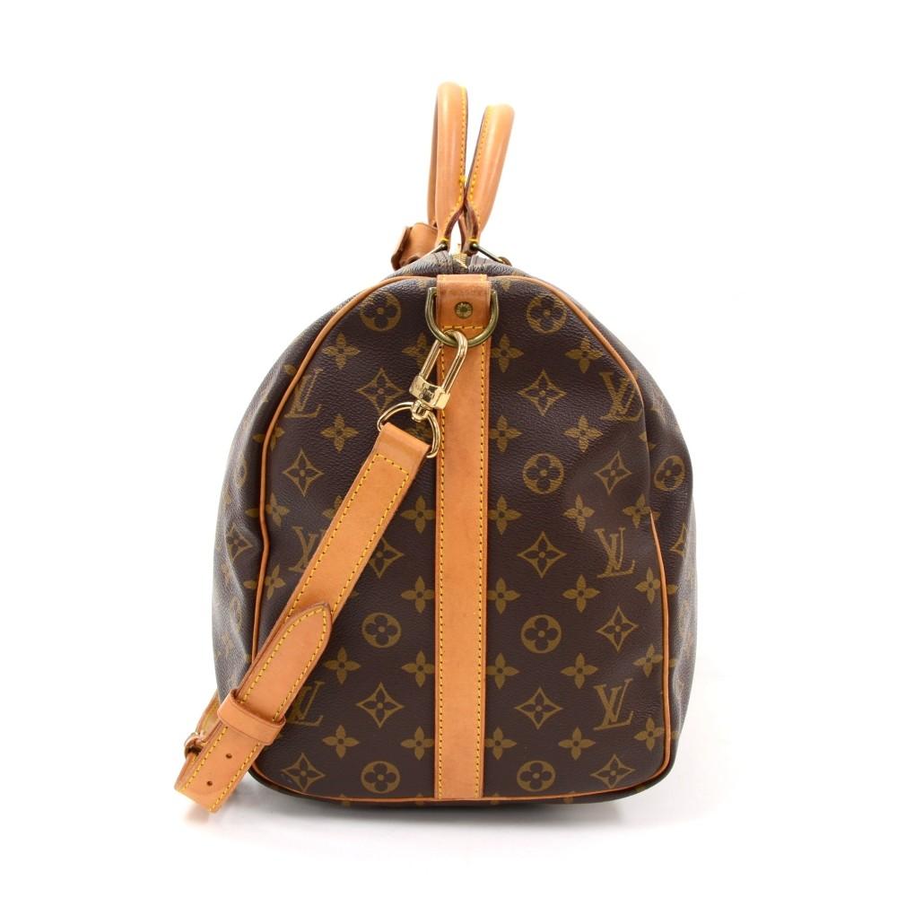 Louis Vuitto Keepall 50 Bandouliere Monogram Canvas Travel Bag with Strap