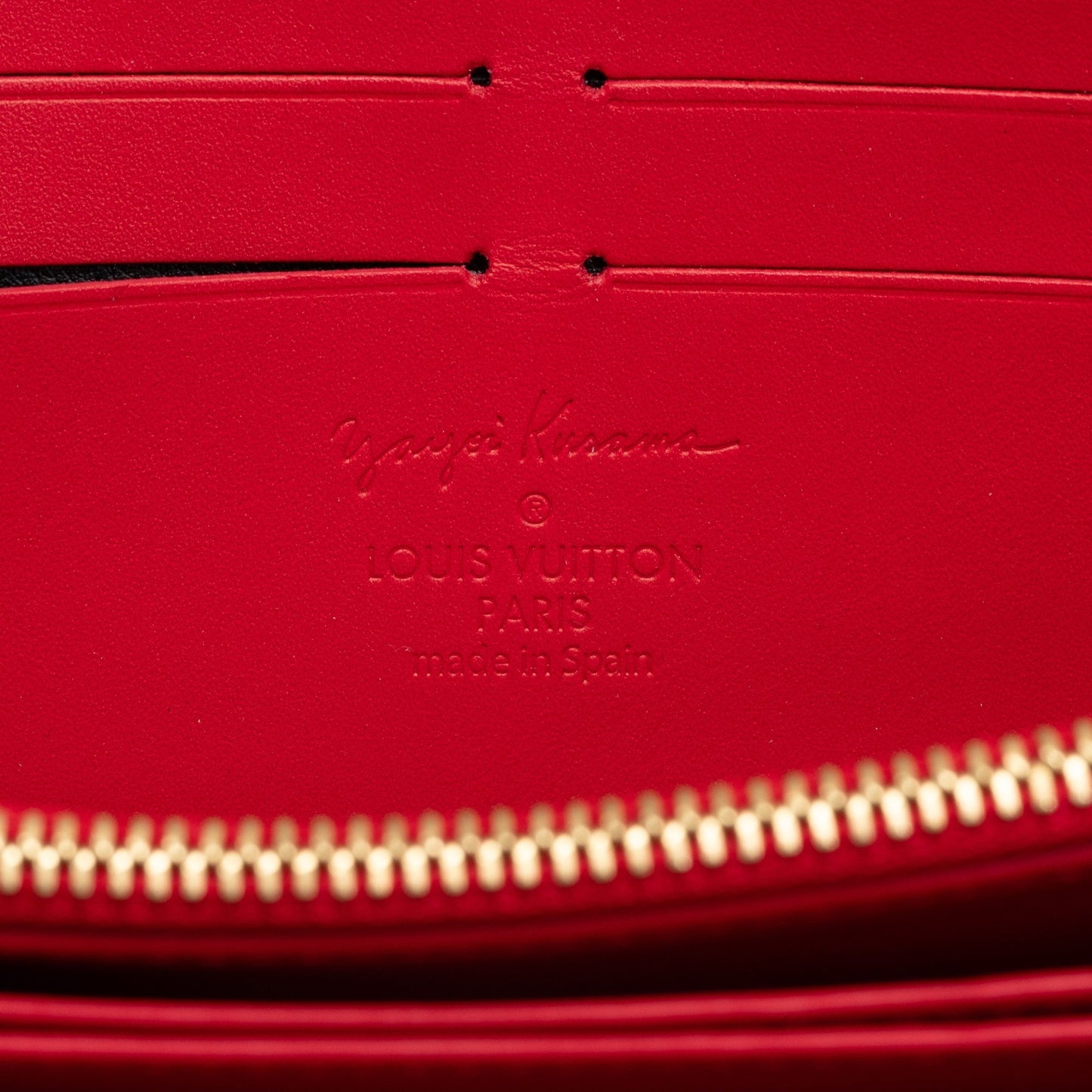 Red Louis Vuitton x Yayoi Kusama Monogram Vernis Infinity Dot Long Wallet