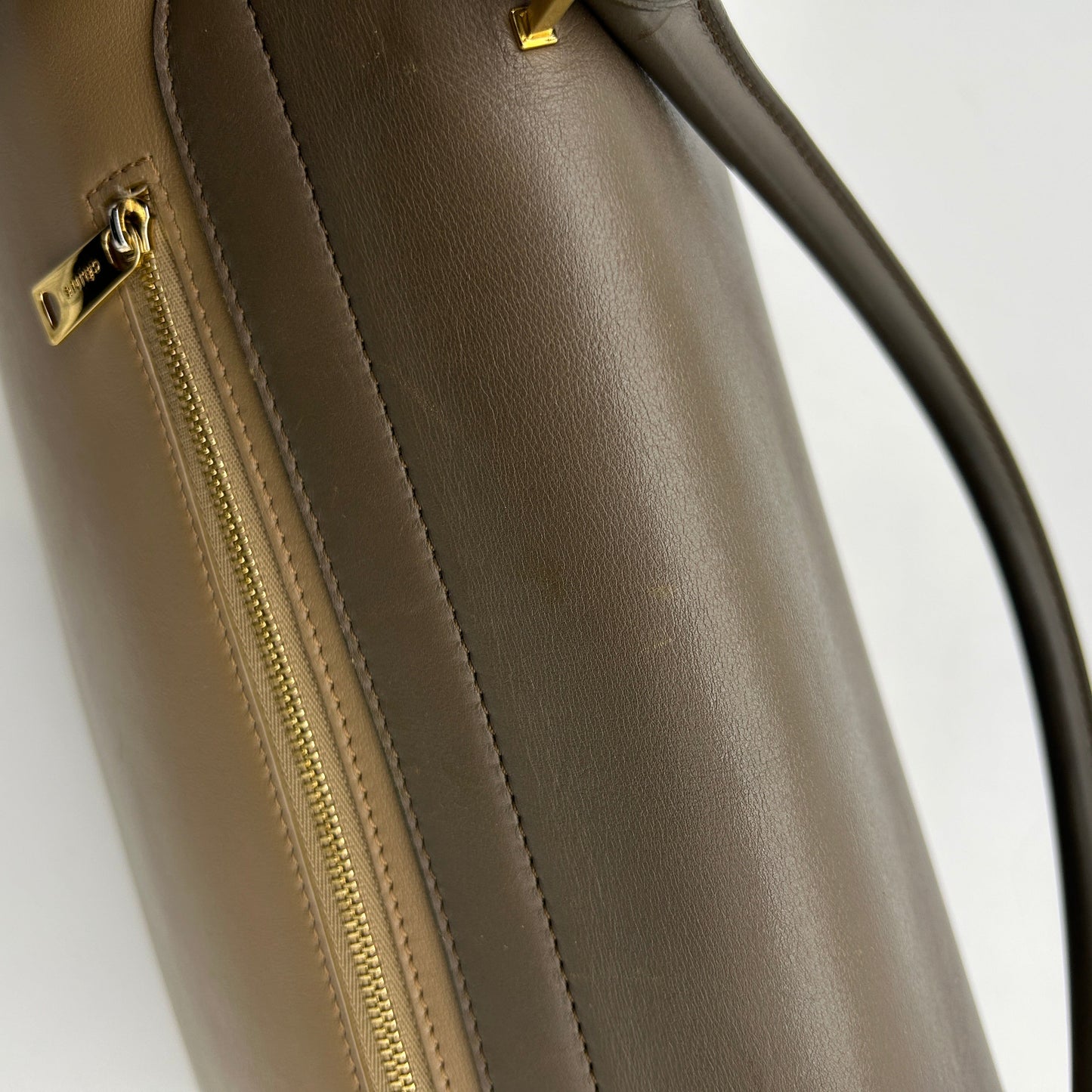 Celine Medium Trapeze Bag Smooth Taupe Calfskin Linen Tri-Color