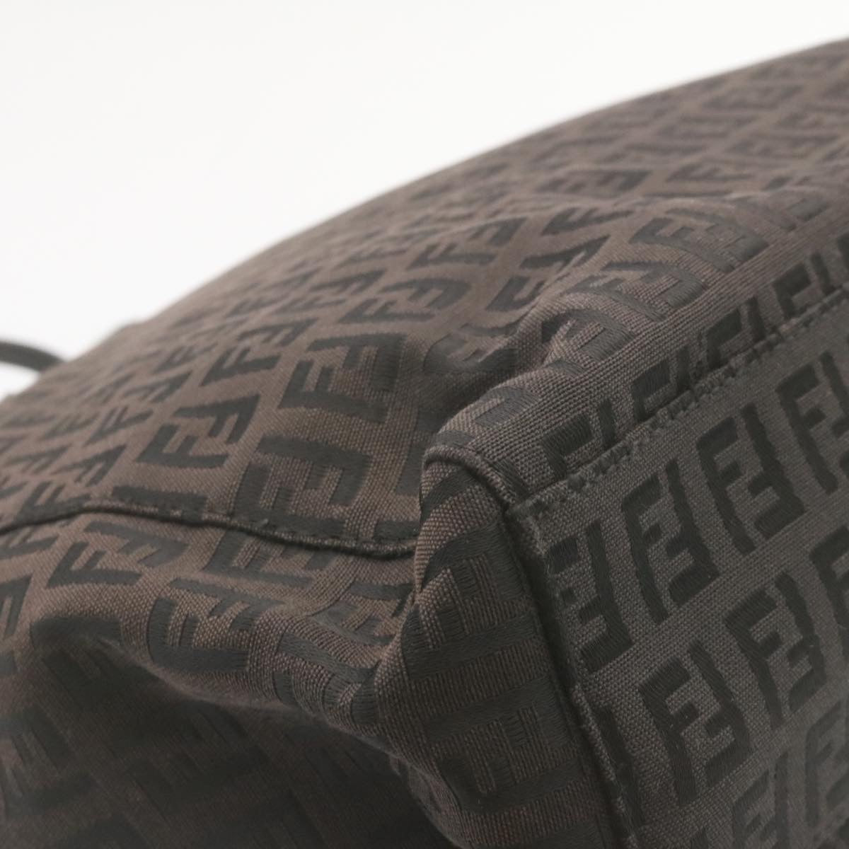 FENDI Zucchino Canvas Hand Bag Dark Brown 28540