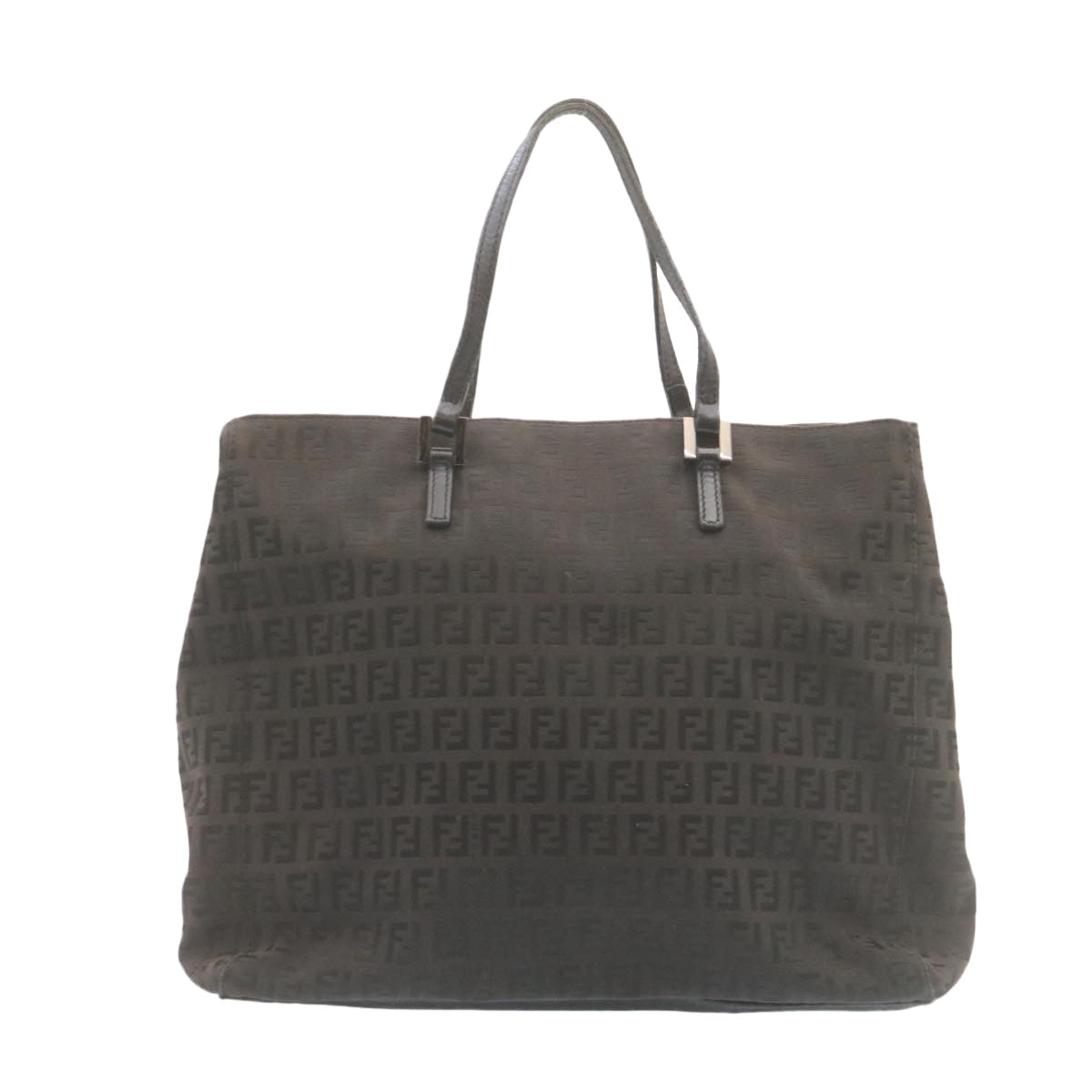 FENDI Zucchino Canvas Hand Bag Dark Brown 28540