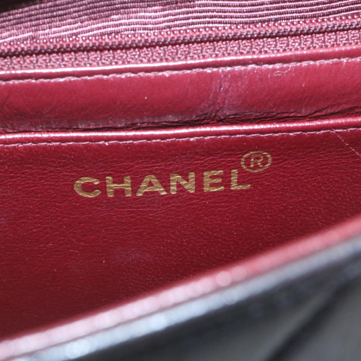 CHANEL Matelasse Chain Flap Shoulder Bag Lamb Skin Black Gold CC 28632A