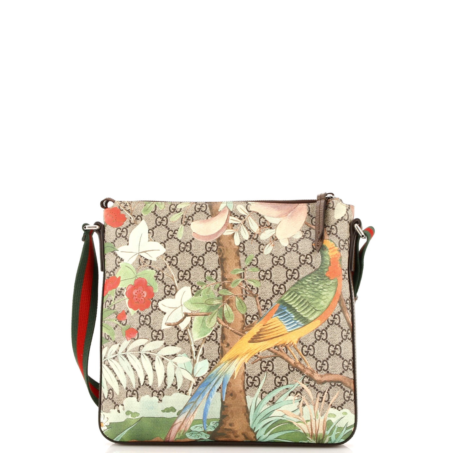 Front Zip Messenger Tian Print GG Coated Canvas Medium