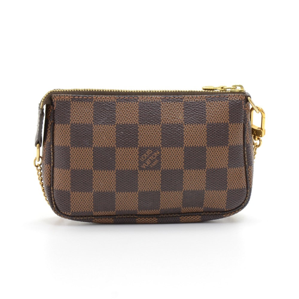 Louis Vuitto Mini Pochette Accessoires Damier EbÃ¨ne Canvas Evening Bag