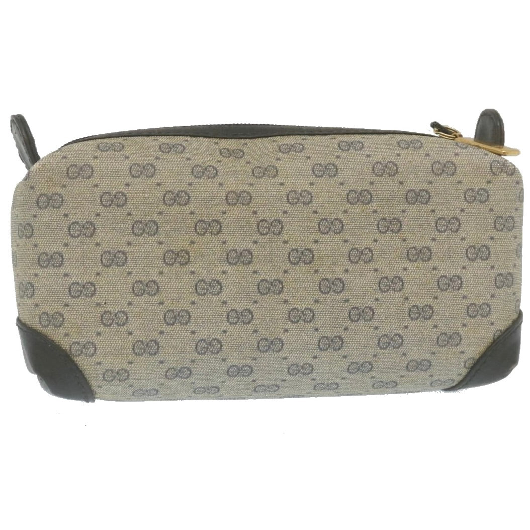 GUCCI Micro GG Canvas Pouch PVC Leather Navy 29455