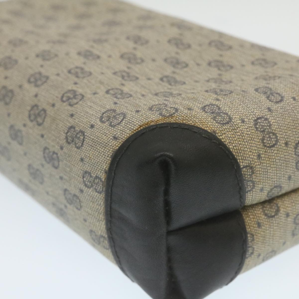 GUCCI Micro GG Canvas Pouch PVC Leather Navy 29455