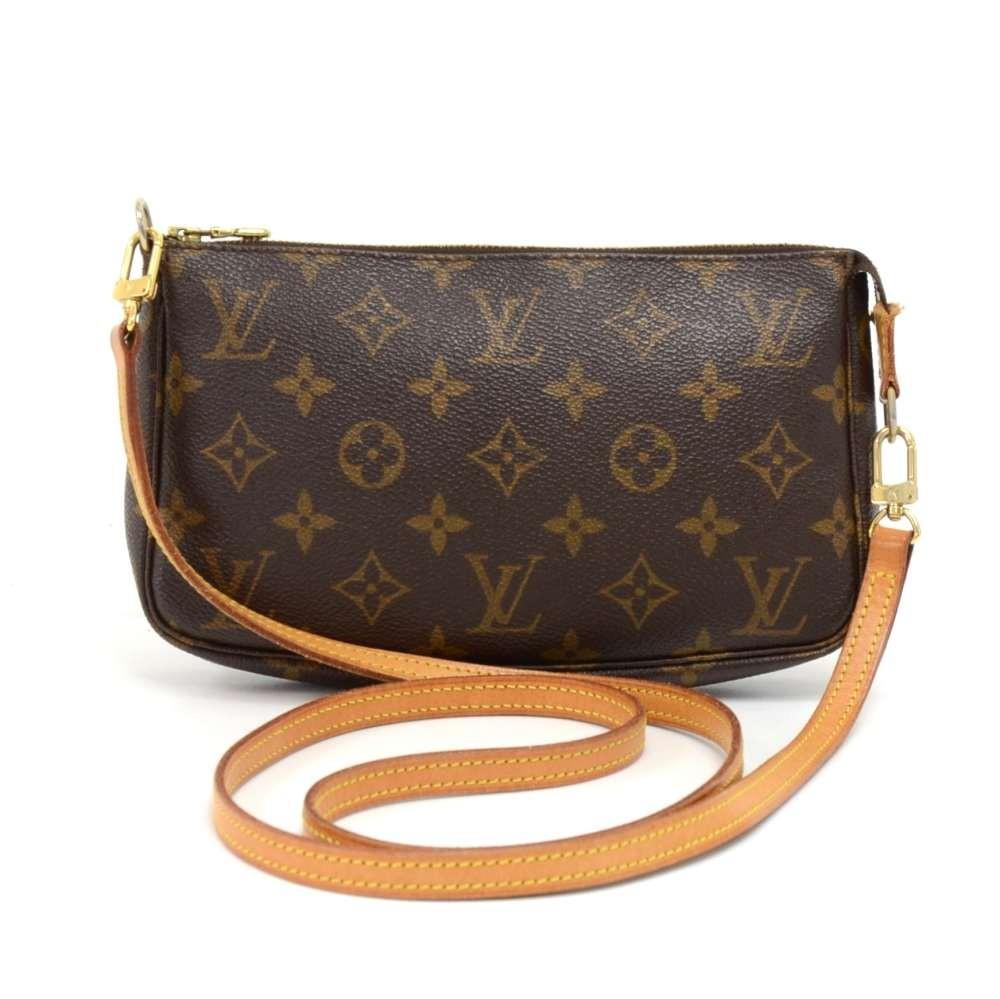 Louis Vuitto Pochette Accessoires Monogram Canvas Evening Bag with Long Strap