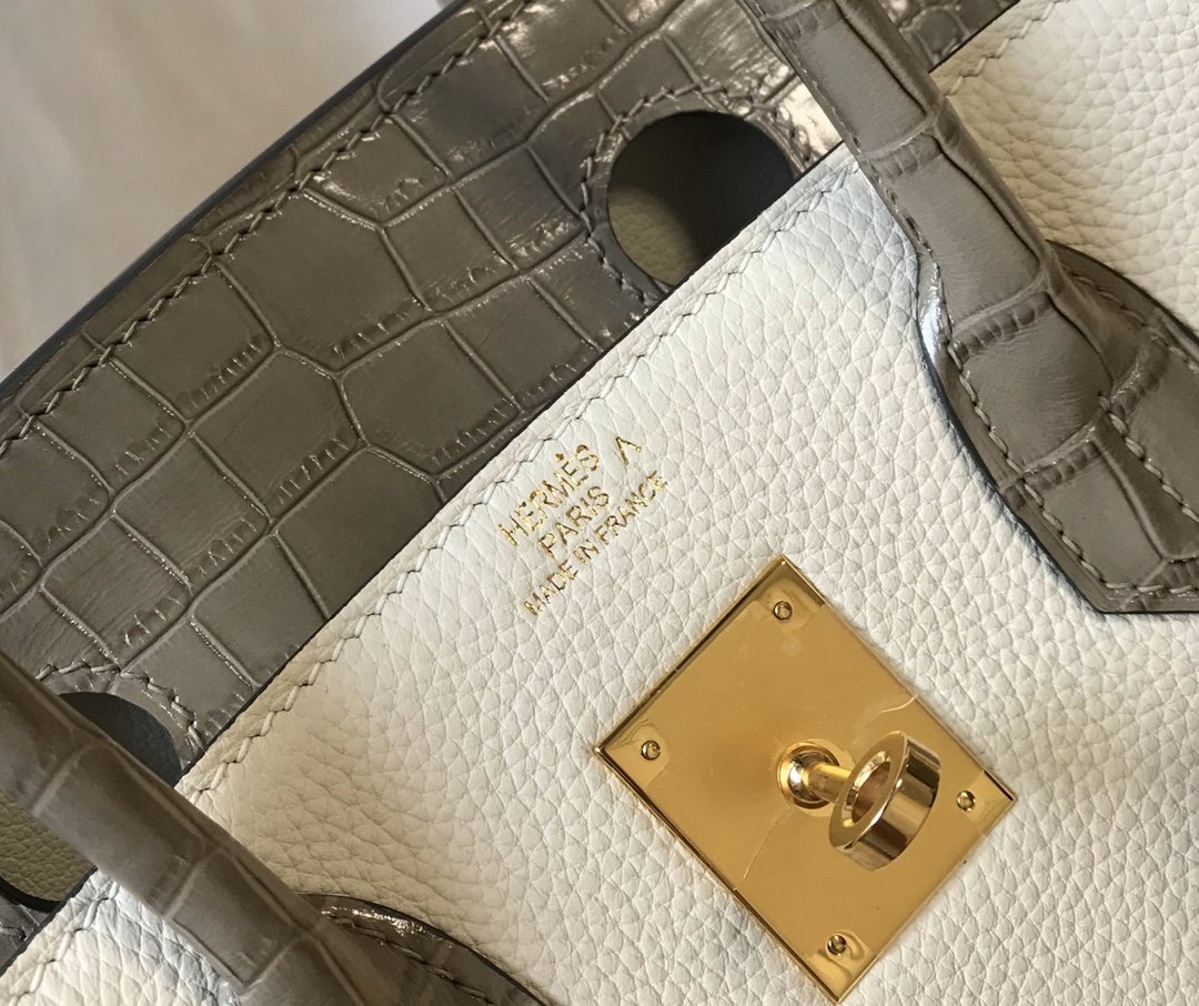 GLAMI Birkin White For Women Gold Toned Hardware 11.8in/30cm