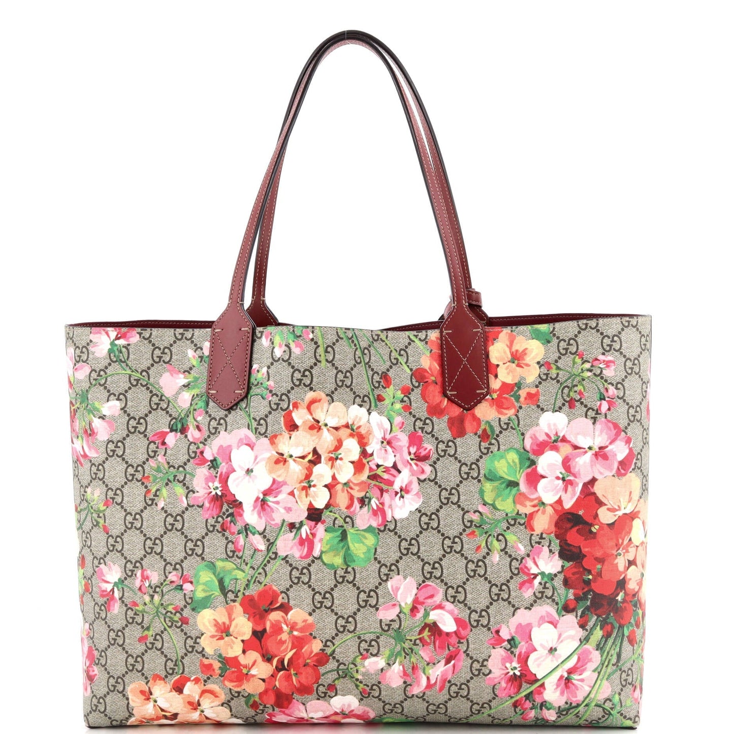 Reversible Tote Blooms GG Print Leather Medium