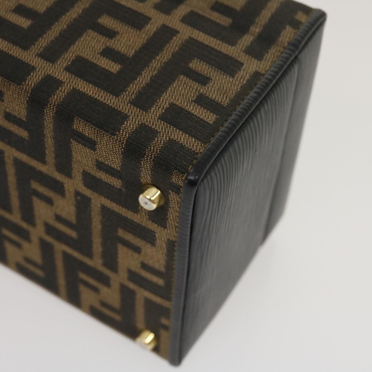 FENDI Zucca Canvas Vanity Trunk Hand Bag 2way Brown Black 29712A