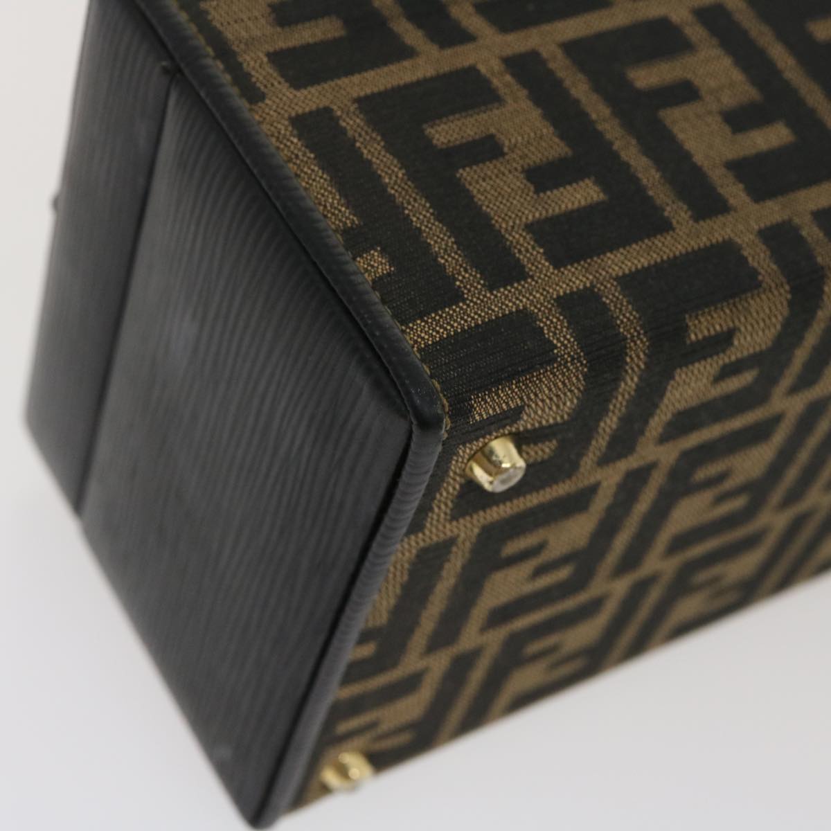 FENDI Zucca Canvas Vanity Trunk Hand Bag 2way Brown Black 29712A