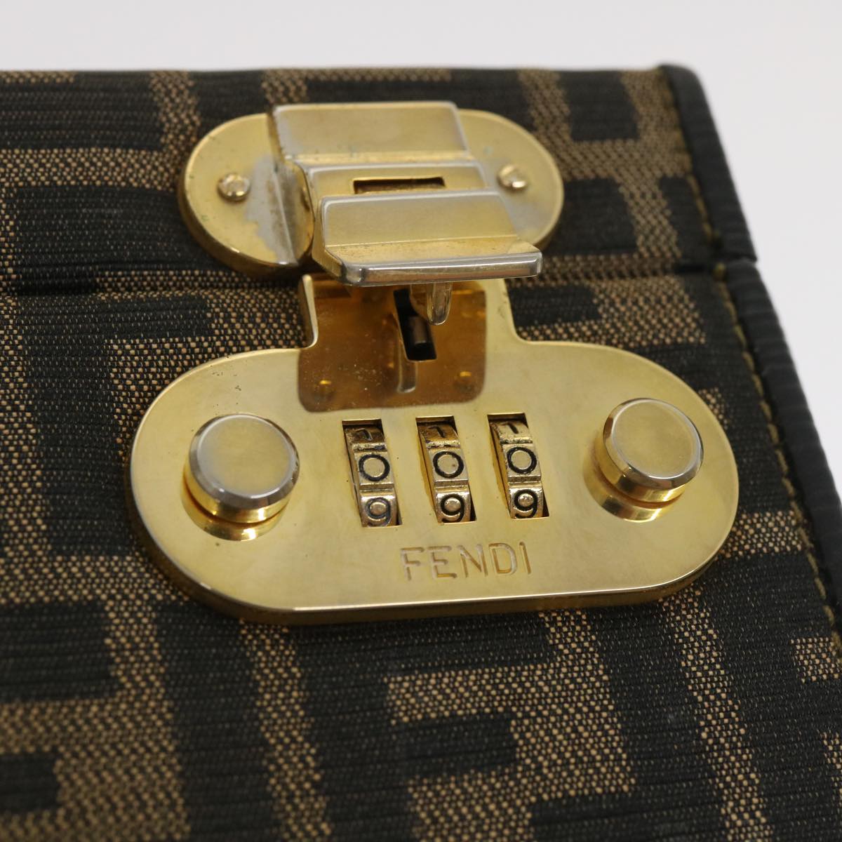 FENDI Zucca Canvas Vanity Trunk Hand Bag 2way Brown Black 29712A