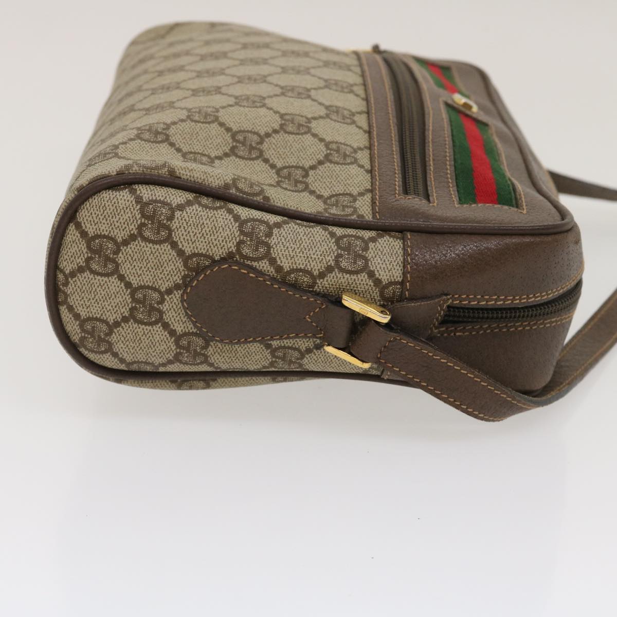 GUCCI Web Sherry Line GG Canvas Shoulder Bag Beige Red Green 29796