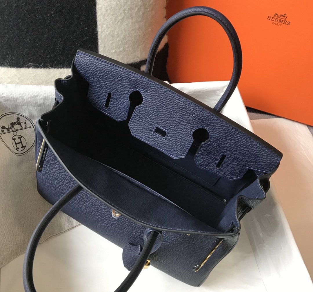 GLAMI Birkin Dark Blue For Women Gold-Toned Hardware 11in/30cm
