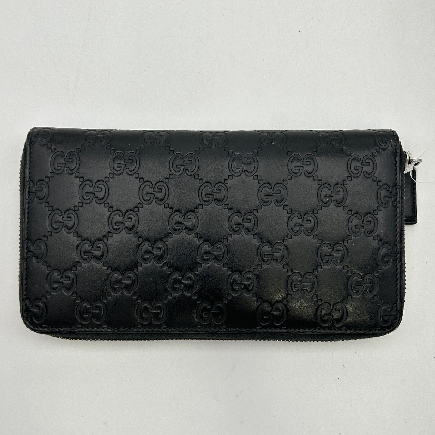 Gucci GG rubber-effect zip around wallet in black leather gu6612gd