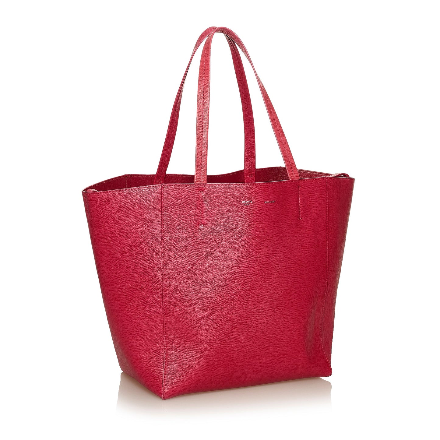 Red Celine Horizontal Cabas Leather Tote Bag