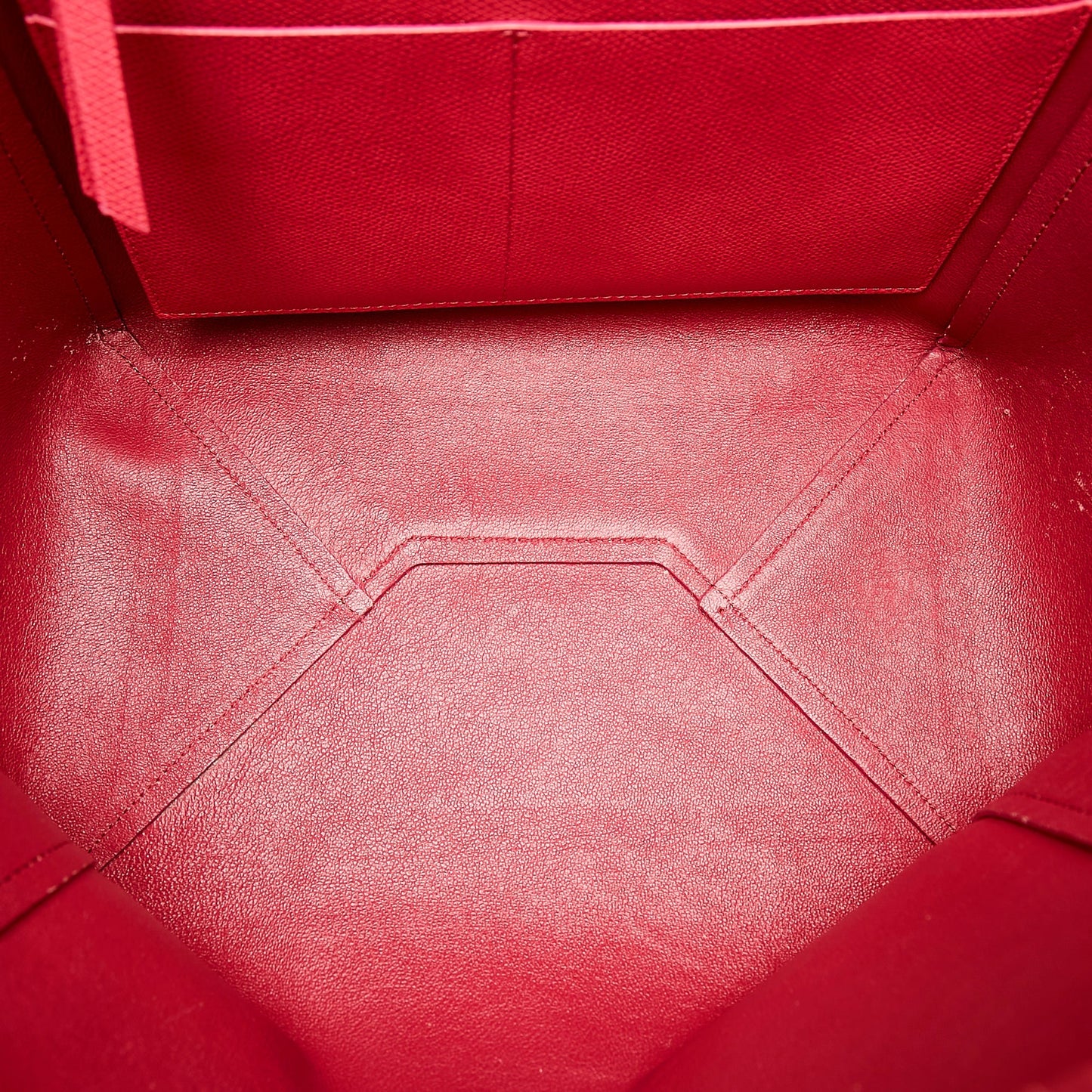 Red Celine Horizontal Cabas Leather Tote Bag