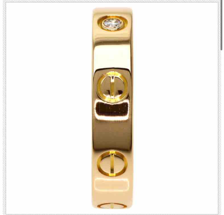 Cartier Mini Love Ring 1P Diamond 52 Ring 18k Rose Gold