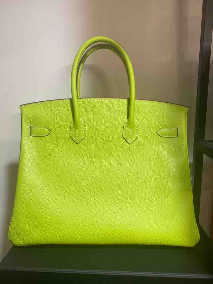 HermÃƒÆ’Ã‚Â¨s Lime Green 35 Birkin Bag