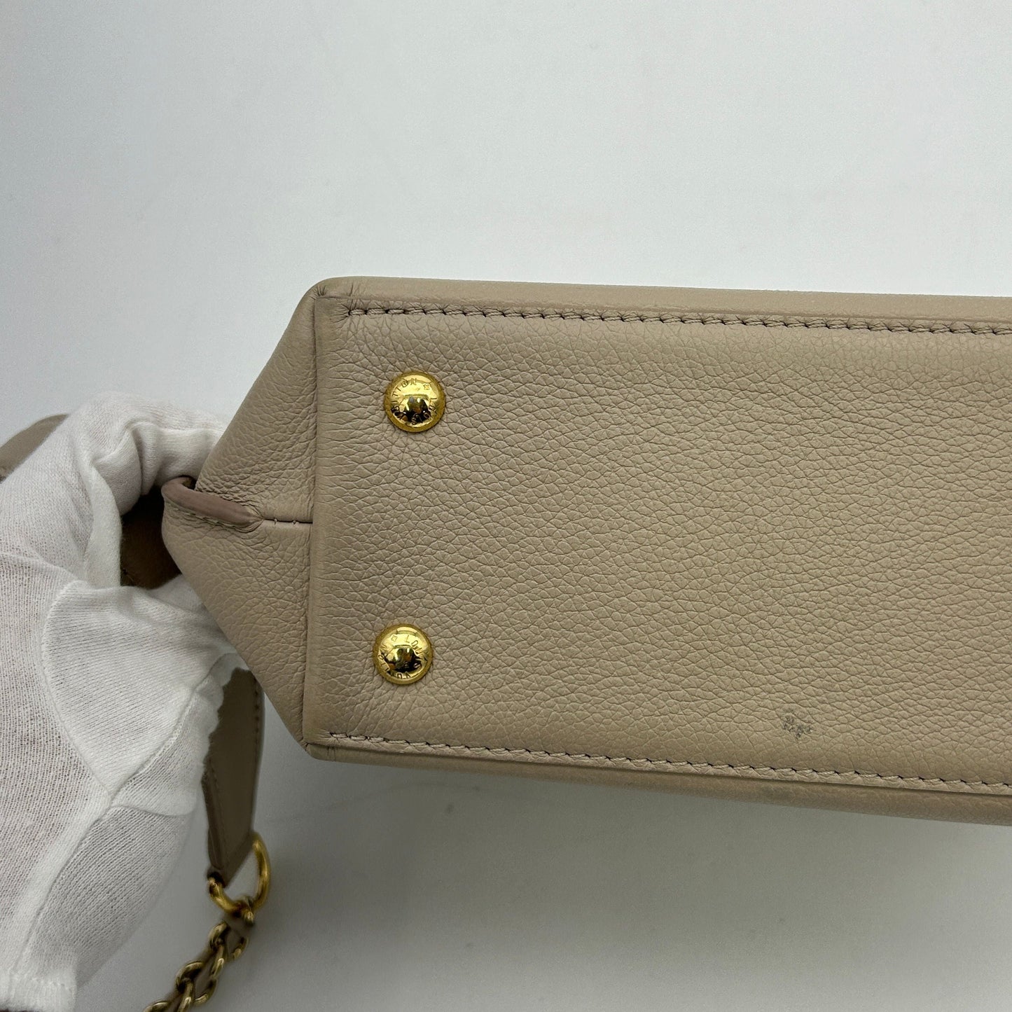 LOUIS VUITTON Soft Calfskin Mini Lockme Ever Grey Beige 2101218282160
