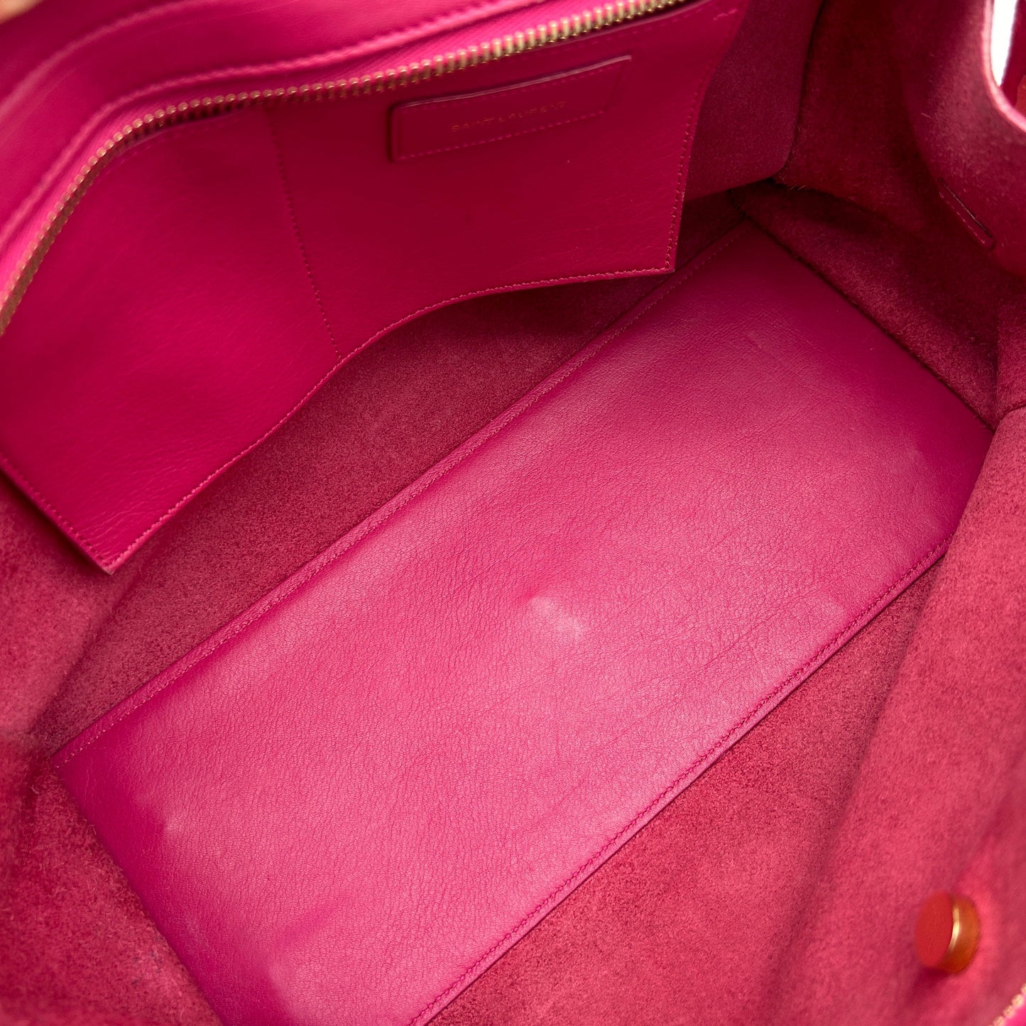 Saint Laurent Fuchsia Calfskin Leather Small Cabas ChYc Bag