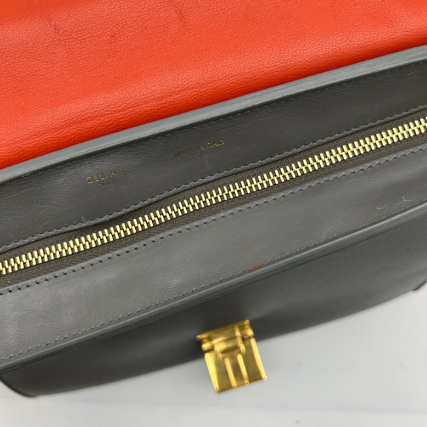 Celine Trapeze Black Orange Suede Leather Handbag Medium