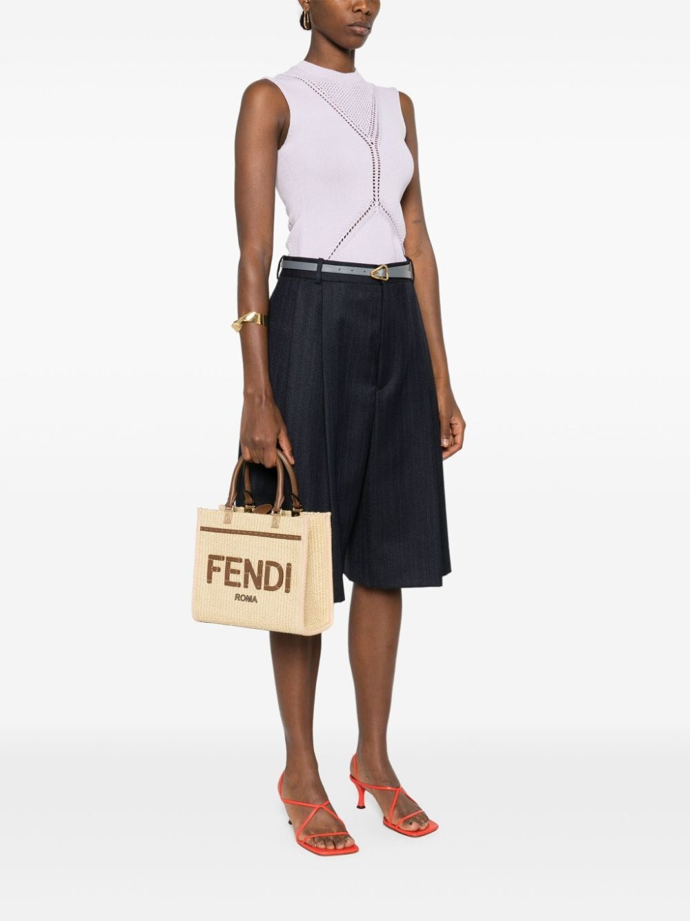 Fendi Women Small Raffia Sunshine Bag