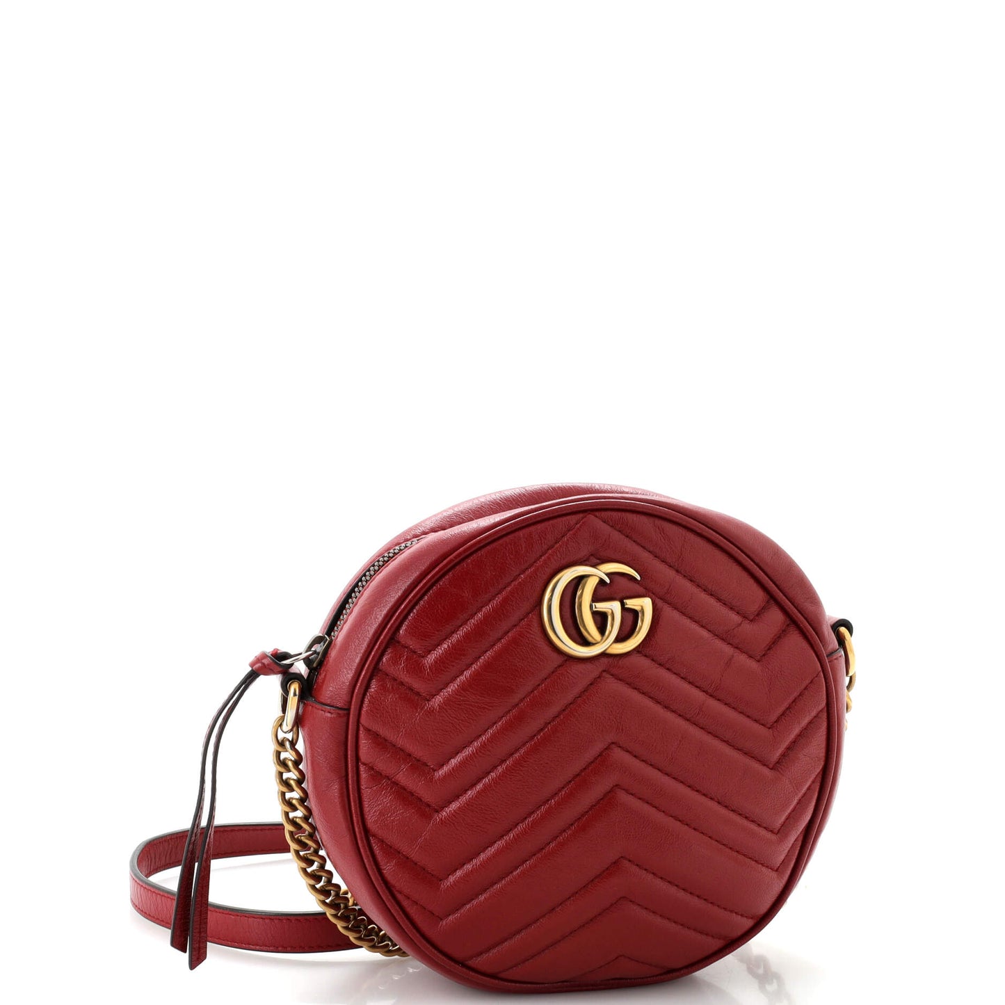 GG Marmont Round Shoulder Bag Matelasse Leather Mini
