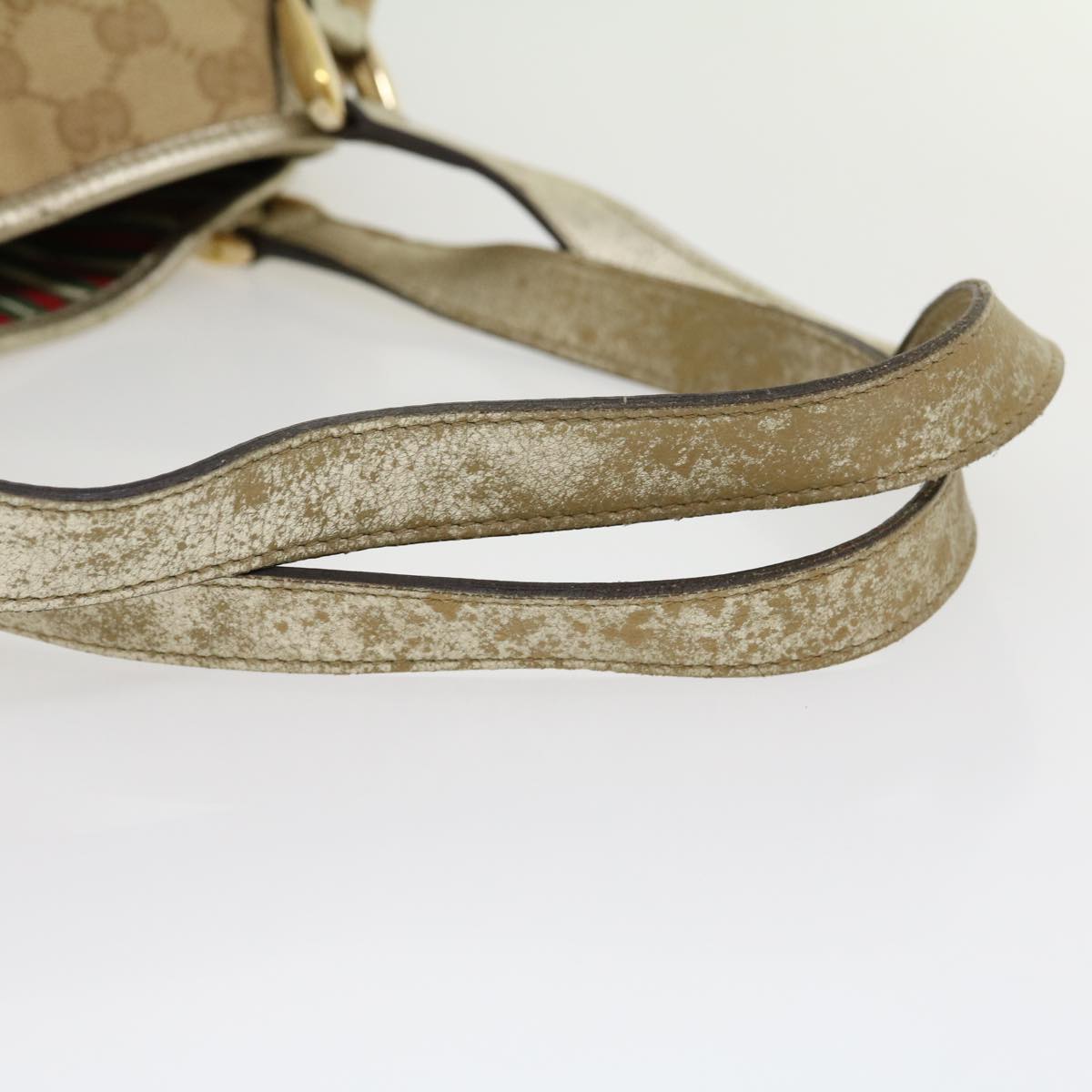 GUCCI GG Canvas Shoulder Bag Beige Silver 30333