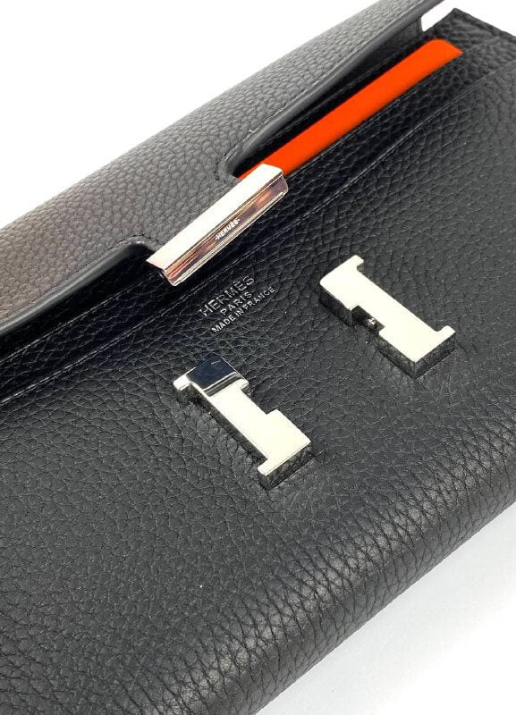 HermÃƒÆ’Ã‚Â¨s Black  Epsom Constance Long Wallet PHW