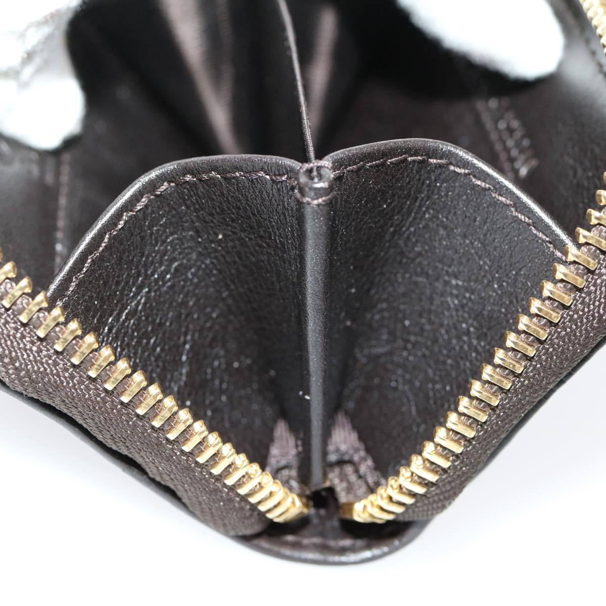 GUCCI GG Canvas Coin Purse Leather Brown 30350