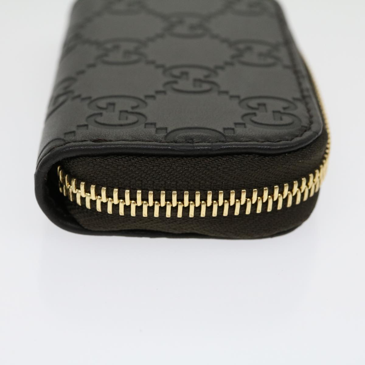 GUCCI GG Canvas Coin Purse Leather Brown 30350
