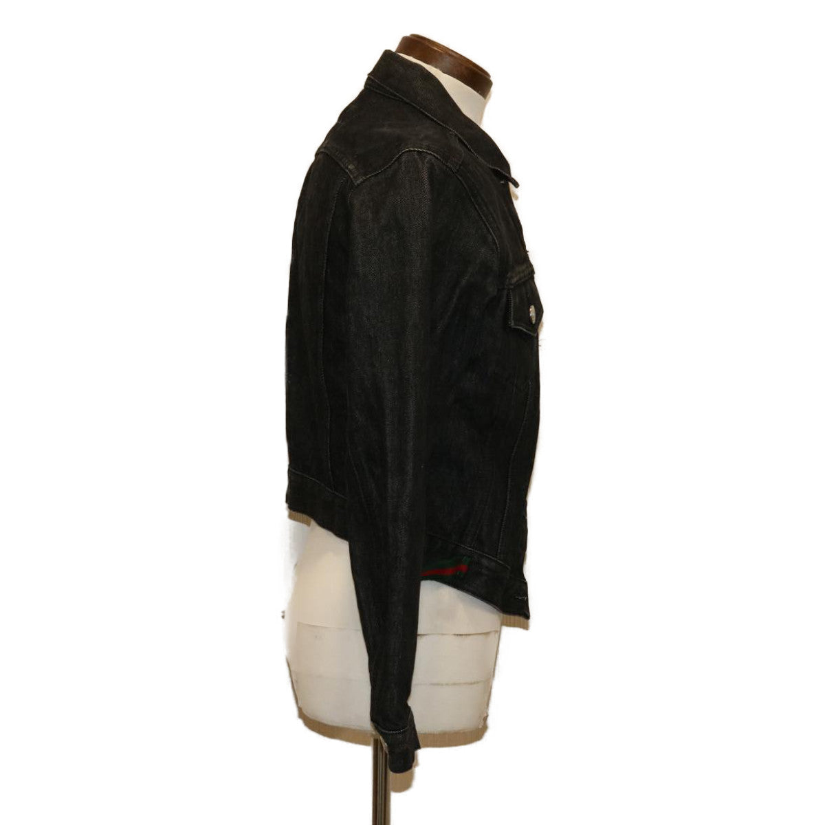 GUCCI WebSherry Line Jeans Jacket Black Red Green 30387