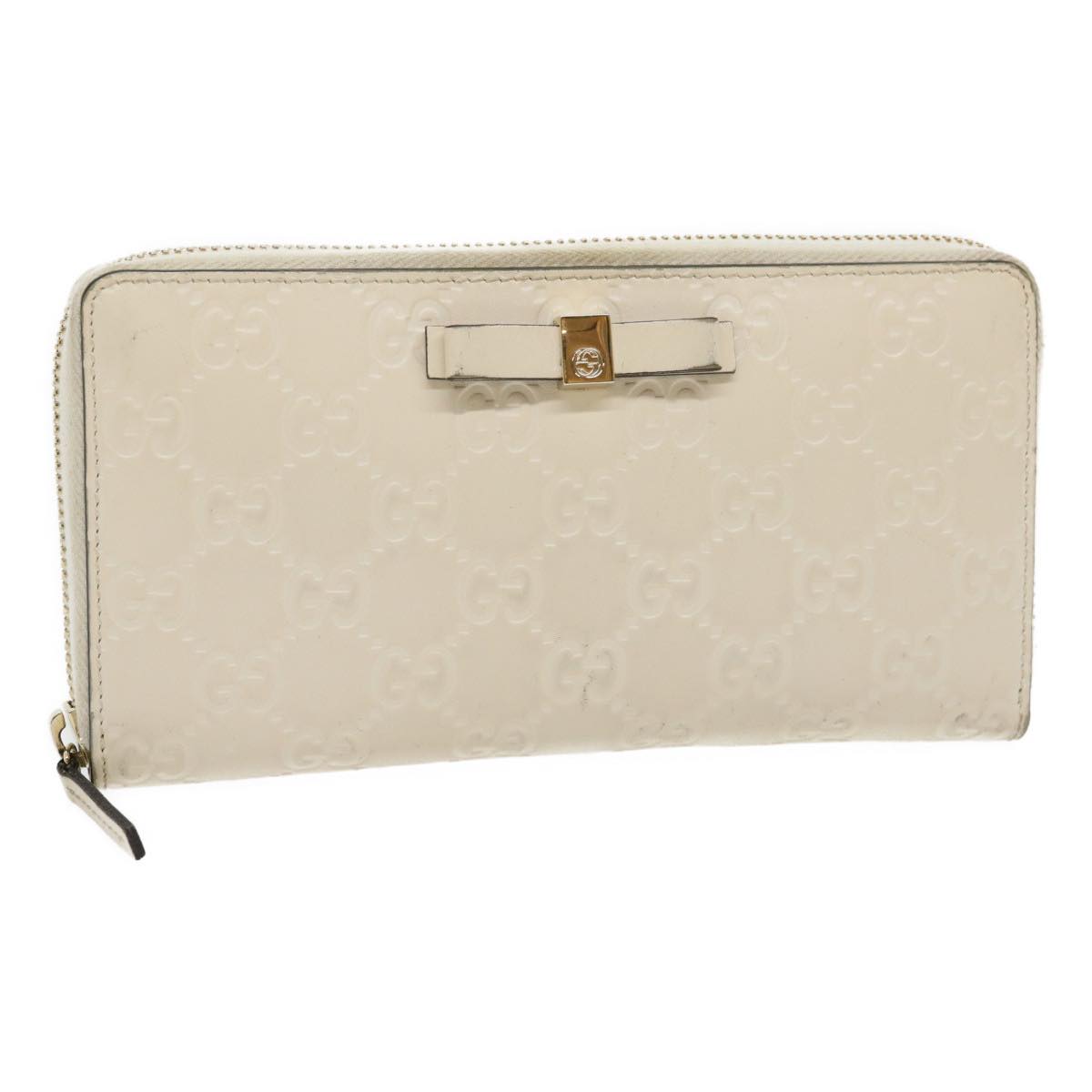 GUCCI GG Canvas Guccissima Long Wallet White 30393