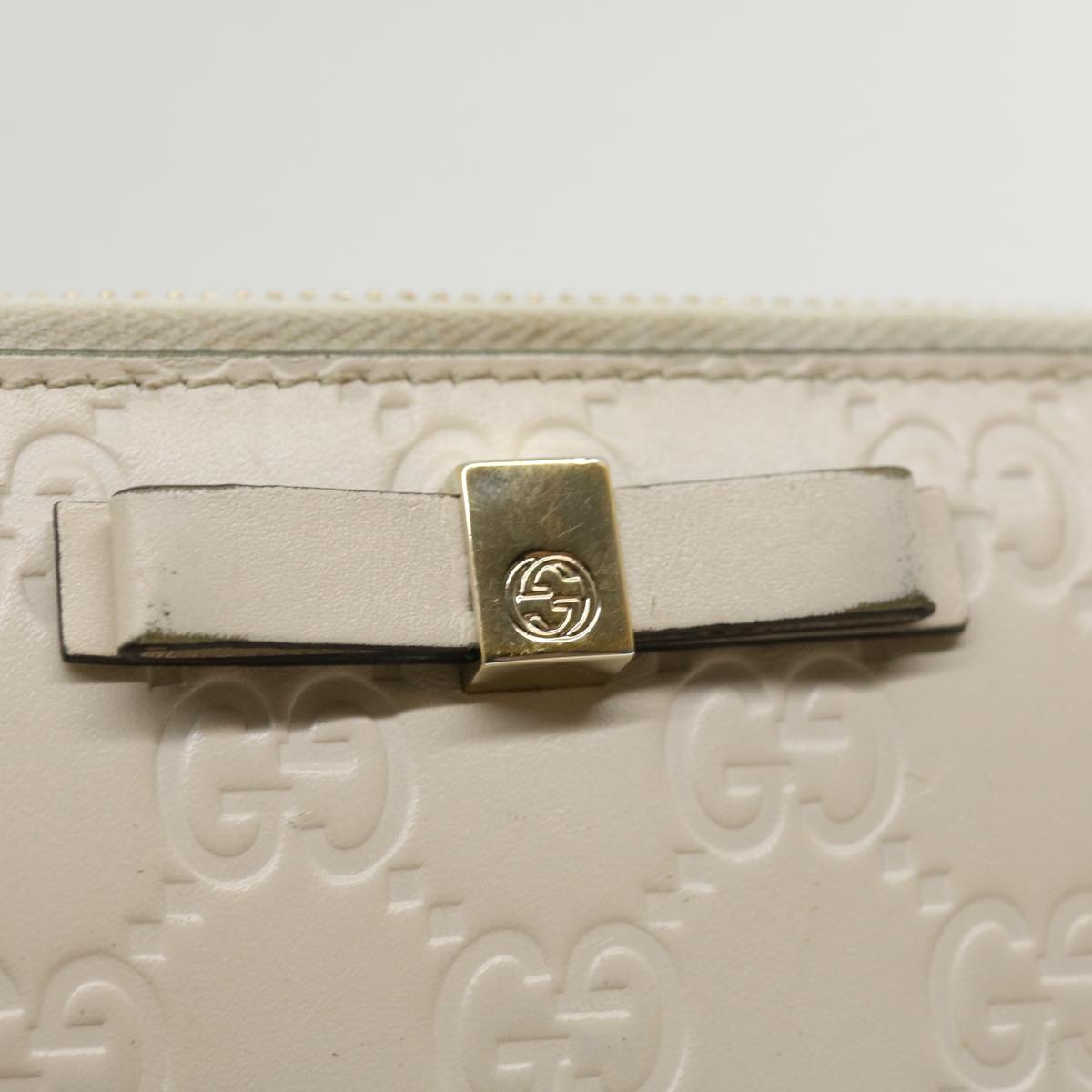 GUCCI GG Canvas Guccissima Long Wallet White 30393