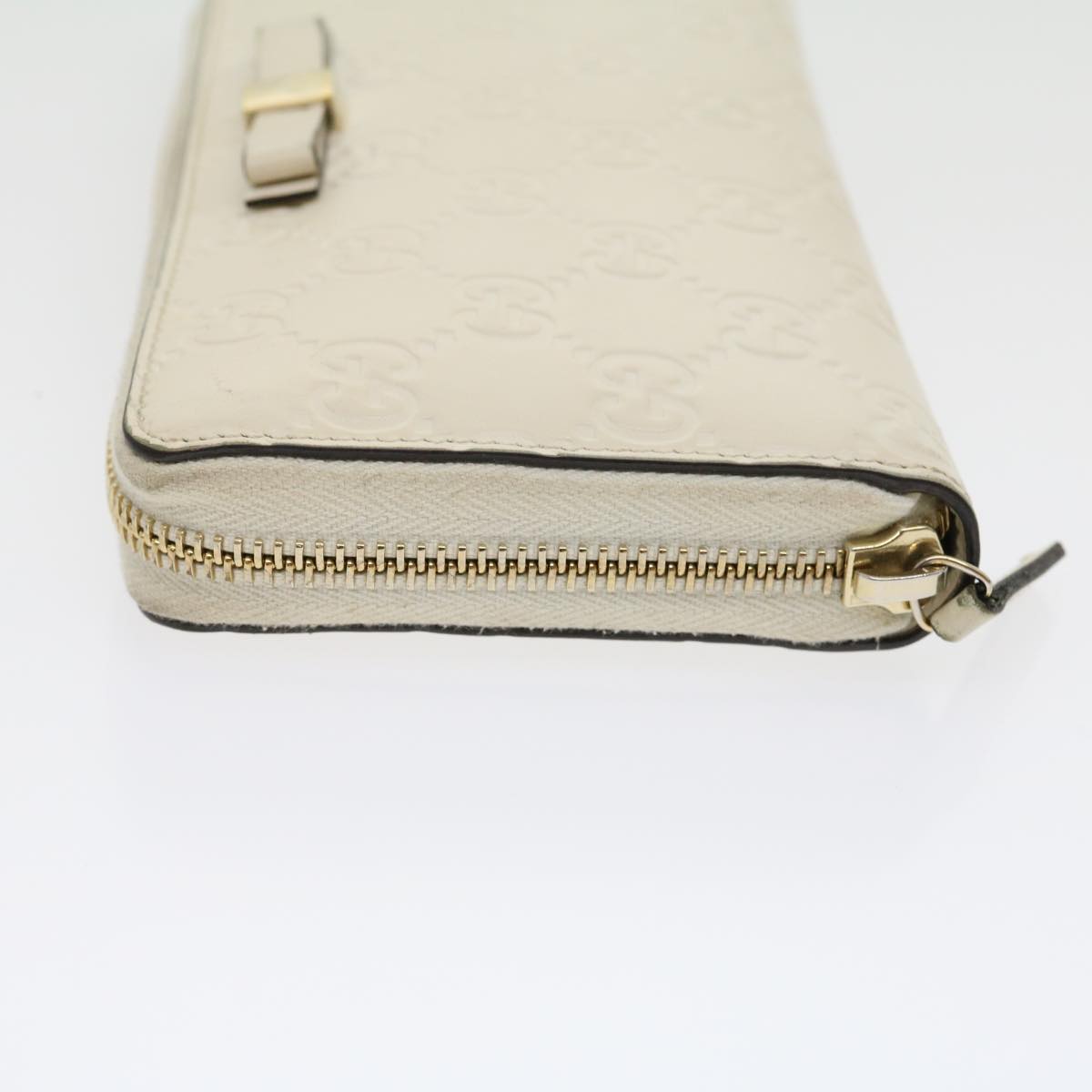 GUCCI GG Canvas Guccissima Long Wallet White 30393
