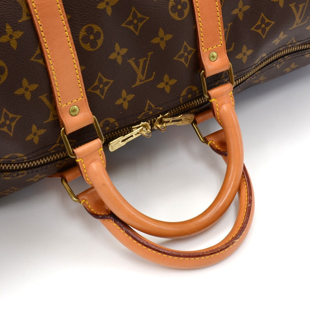Louis Vuitto Keepall 55 Bandouliere Monogram Canvas Travel Bag with Strap