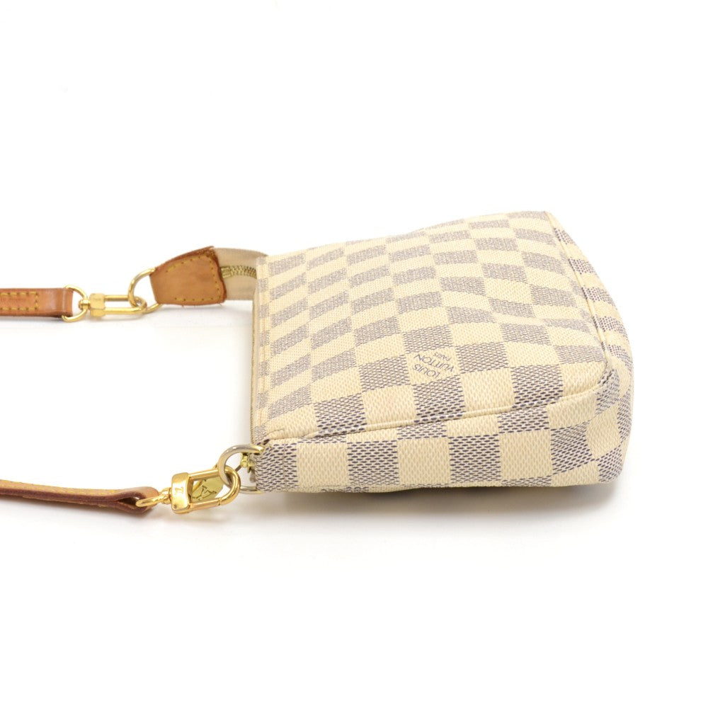 Louis Vuitto Pochette Accessoires Damier Azur Canvas Bag with Strap