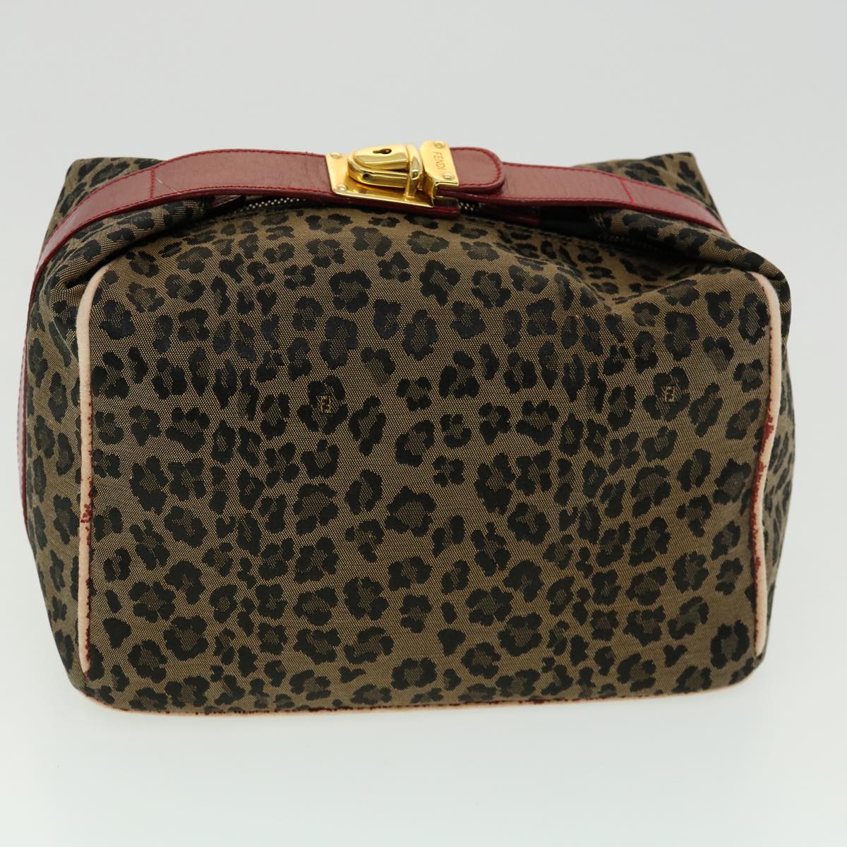 FENDI Zucca Canvas Leopard Flower Tote Bag Hand Bag 2Set Brown Red 30898