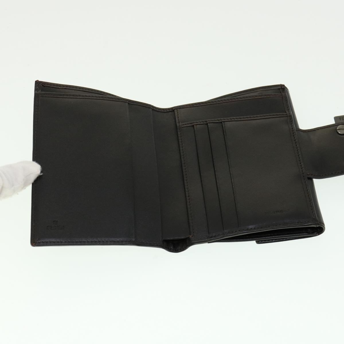 FENDI Zucca Canvas Wallet Black Brown 30916