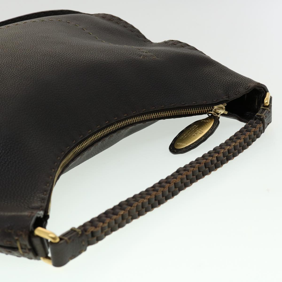 FENDI Shoulder Bag Leather Brown 30988